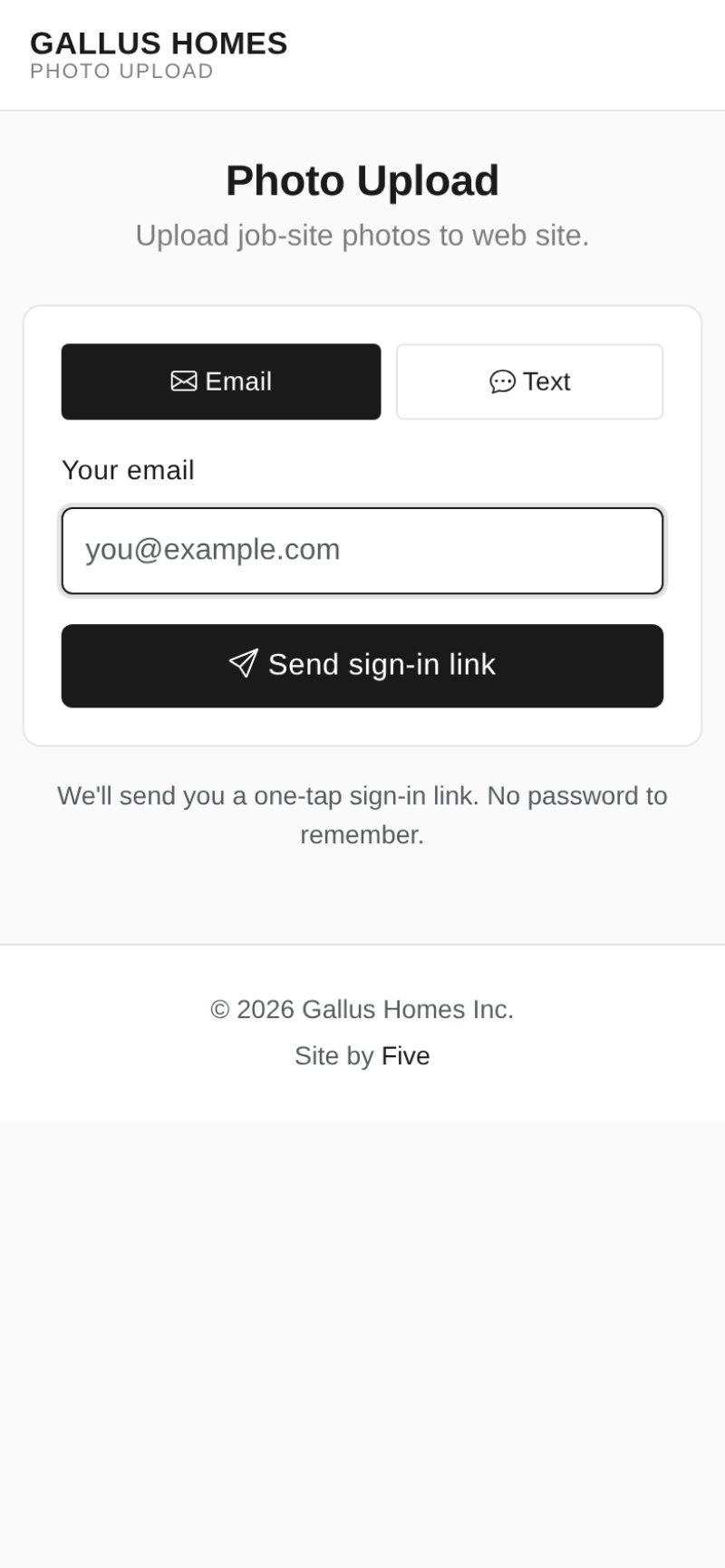 Sign in screen on iPhone